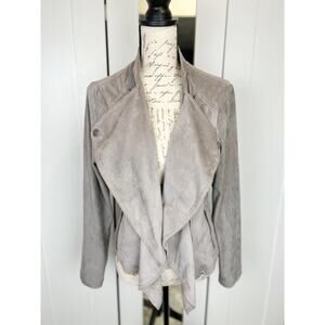 INC International Concepts Gray Faux Suede Open Front Moto Jacket Size Large